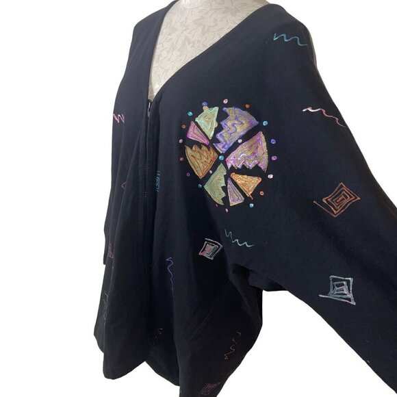 Cristina Maxx Vintage 90s Womens Sweater Skirt Set Size XL Black Cardigan V Neck - Picture 5 of 10